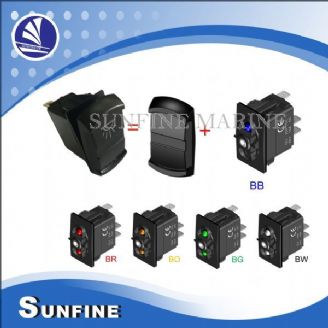 Rocker Switch 2LED,BW Cover